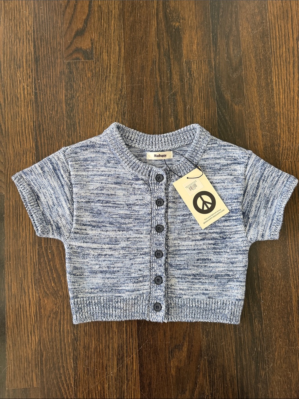 Madhappy Blue Marled Short-Sleeve Button Cardigan